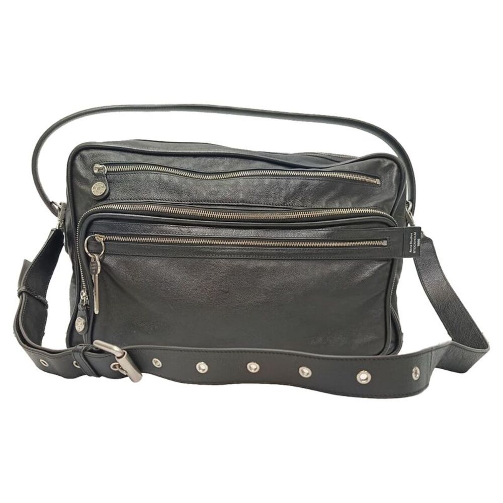 Acne Studios Camero Camera Medium Embellished Textured Tote Bag in Black Leather